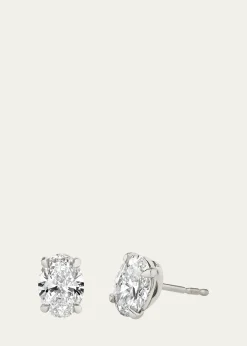 VRAI14K White Gold Oval Solitaire Lab Grown Diamond Stud Earrings, 1.00tcw
