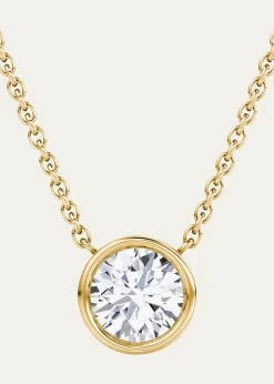 VRAIRound Bezel-Cut Lab Grown Diamond Solitaire Necklace, 0.75tcw