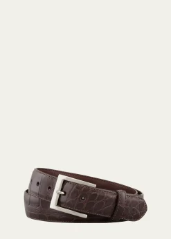W. KleinbergMatte Alligator Belt with Interchangeable Buckles