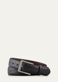 W. KleinbergMatte Alligator Belt, Black