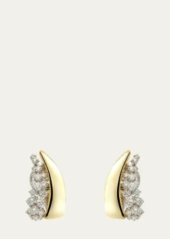 Yeprem18K Yellow and White Gold Diamond Earring, Single