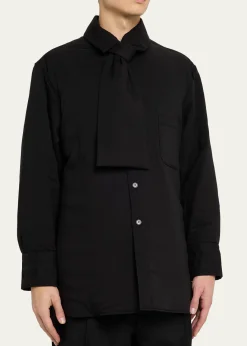 Yohji YamamotoMen's Cellulose Lawn Stole Detail Padded Shirt