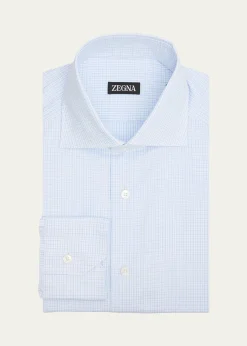 ZEGNAMen's Cotton Small Check Dress Shirt