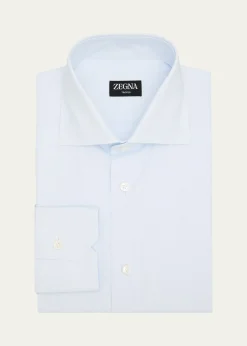 ZEGNAMen's Micro-Check Cotton Dress Shirt