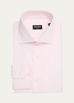ZEGNAMen's Micro-Check Trofeo Cotton Dress Shirt