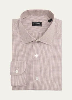 ZEGNAMen's Micro-Plaid Centoquaranta Twill Dress Shirt