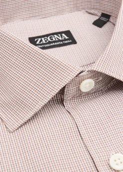 ZEGNAMen's Micro-Plaid Centoquaranta Twill Dress Shirt