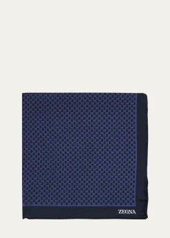 ZEGNAMen's Petite Geometric Silk Pocket Square