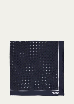 ZEGNAMen's Petite Geometric Floral Silk Pocket Square