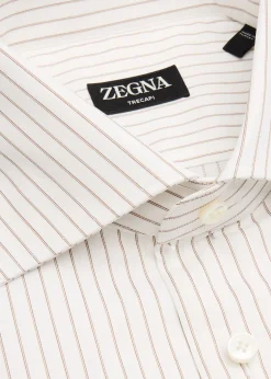 ZEGNAMen's Trecapi Cotton Narrow Double-Stripe Dress Shirt