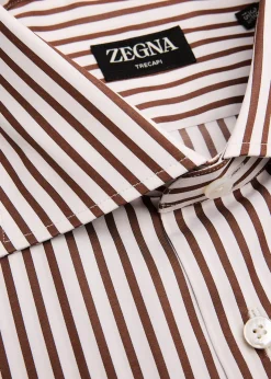 ZEGNAMen's Trecapi Cotton Bengal Stripe Dress Shirt