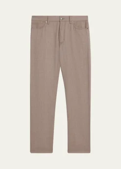 ZEGNAMen's Wool Sharkskin Slim Five-Pocket Pants