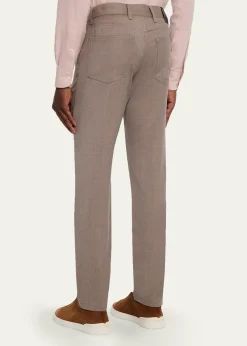 ZEGNAMen's Wool Sharkskin Slim Five-Pocket Pants