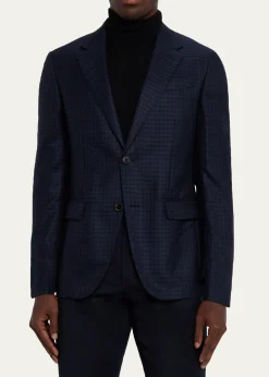 ZEGNAMen's Cashmere and Silk Tonal Check Sport Coat