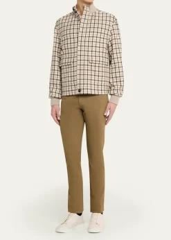 ZEGNAMen's Cashmere Check Hidden-Zip Chore Jacket
