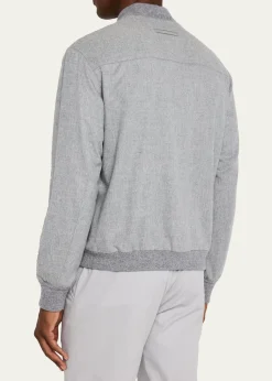 ZEGNAMen's Cashmere Concealed-Zip Blouson Jacket