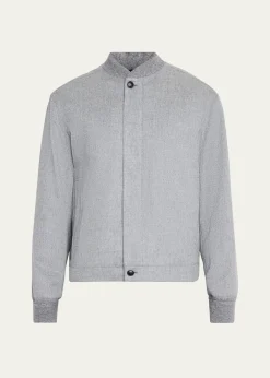 ZEGNAMen's Cashmere Concealed-Zip Blouson Jacket