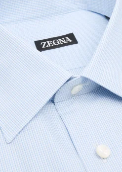 ZEGNAMen's Cotton Mini-Plaid Dress Shirt