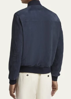 ZEGNAMen's Dark Indigo Blue Suede Blouson