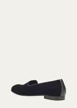 ZEGNAMen's Gala Textile Leather-Trim Loafers