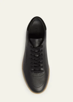 ZEGNAMen's 232 Grained Leather Low-Top Sneakers