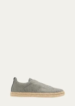 ZEGNAMen's Linen-Blend Triple Stitch Espadrilles