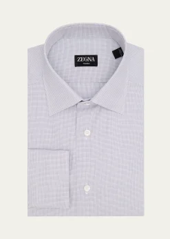 ZEGNAMen's Micro-Check Trofeo Cotton Dress Shirt