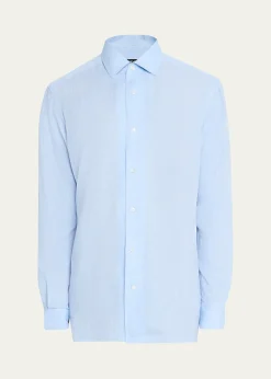 ZEGNAMen's Oasi Lino Casual Button-Down Shirt