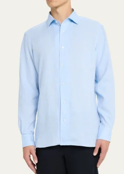 ZEGNAMen's Oasi Lino Casual Button-Down Shirt