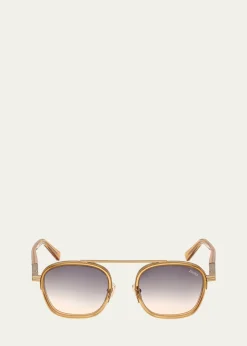 ZEGNAMen's ORIZZONTE Geometric Acetate and Metal Sunglasses