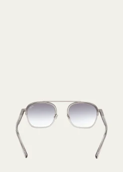 ZEGNAMen's Orizzonte I Geometric Acetate and Metal Sunglasses