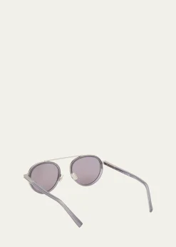 ZEGNAMen's ORIZZONTE II Metal-Acetate Round Sunglasses