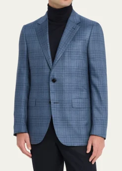 ZEGNAMen's Plaid Cashmere and Silk Single-Breasted Sport Coat