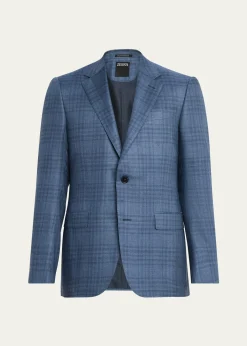 ZEGNAMen's Plaid Cashmere and Silk Single-Breasted Sport Coat