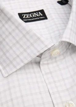 ZEGNAMen's Plaid Cotton-Linen Shirt