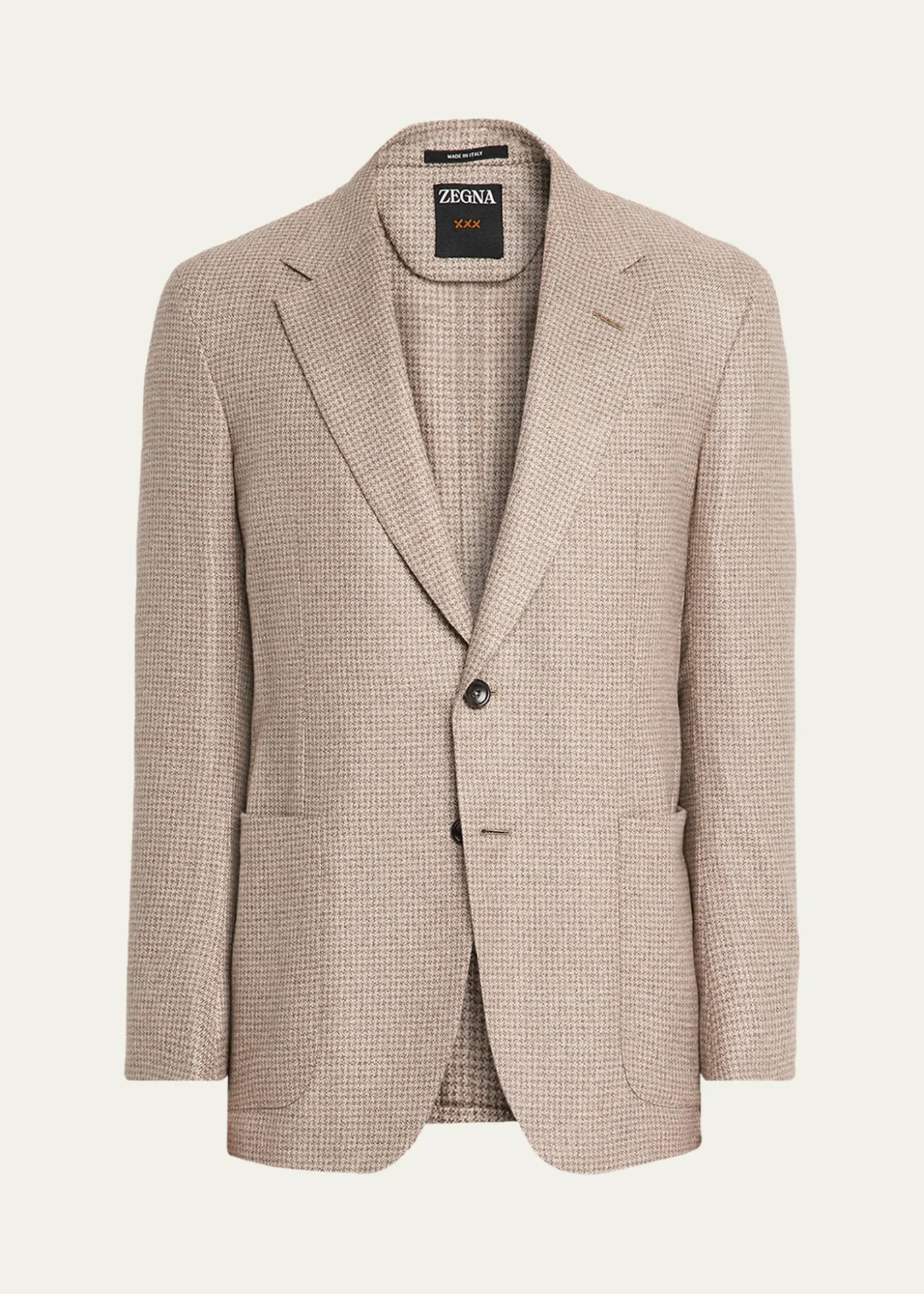 ZEGNAMen's Silk and Cashmere Houndstooth Notch-Lapel Sport Coat