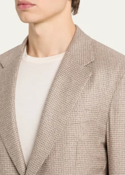 ZEGNAMen's Silk and Cashmere Houndstooth Notch-Lapel Sport Coat