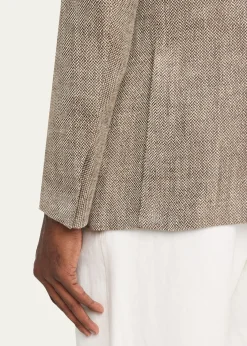 ZEGNAMen's Silk and Linen Herringbone Single-Breasted Sport Coat