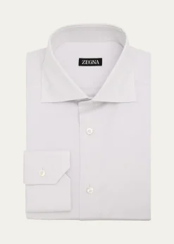 ZEGNAMen's Solid Cotton Twill Dress Shirt