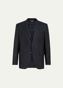 ZEGNAMen's Solid Trofeo Wool Regular-Fit Blazer Jacket