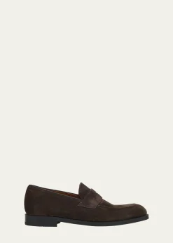 ZEGNAMen's Suede Rubber-Sole Penny Loafers