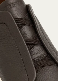 ZEGNAMen's Triple Stitch Deerskin Leather Sneakers