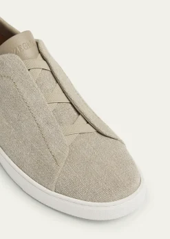 ZEGNAMen's Triple Stitch Linen Slip-On Sneakers