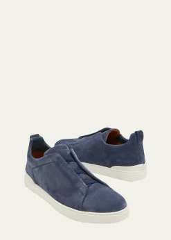 ZEGNAMen's Triple Stitch Suede Sneakers