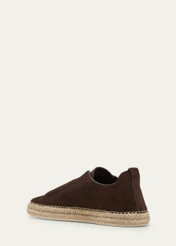 ZEGNAMen's Triple Stitch Suede Espadrille Sneakers