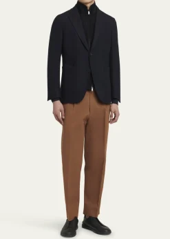 ZEGNAMen's Trofeo Blazer with Suede Bib