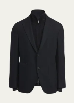 ZEGNAMen's Trofeo Blazer with Suede Bib