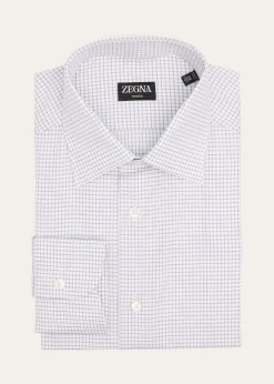 ZEGNAMen's Trofeo Cotton Grid Check Dress Shirt