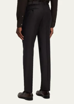 ZEGNAMen's Trofeo Wool Slim Flat-Front Trousers