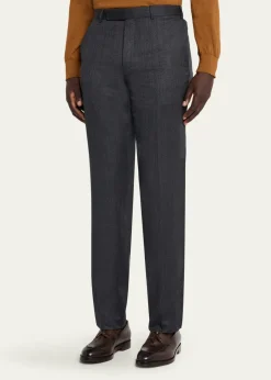 ZEGNAMen's Trofeo Wool Straight Fit Flat-Front Pants